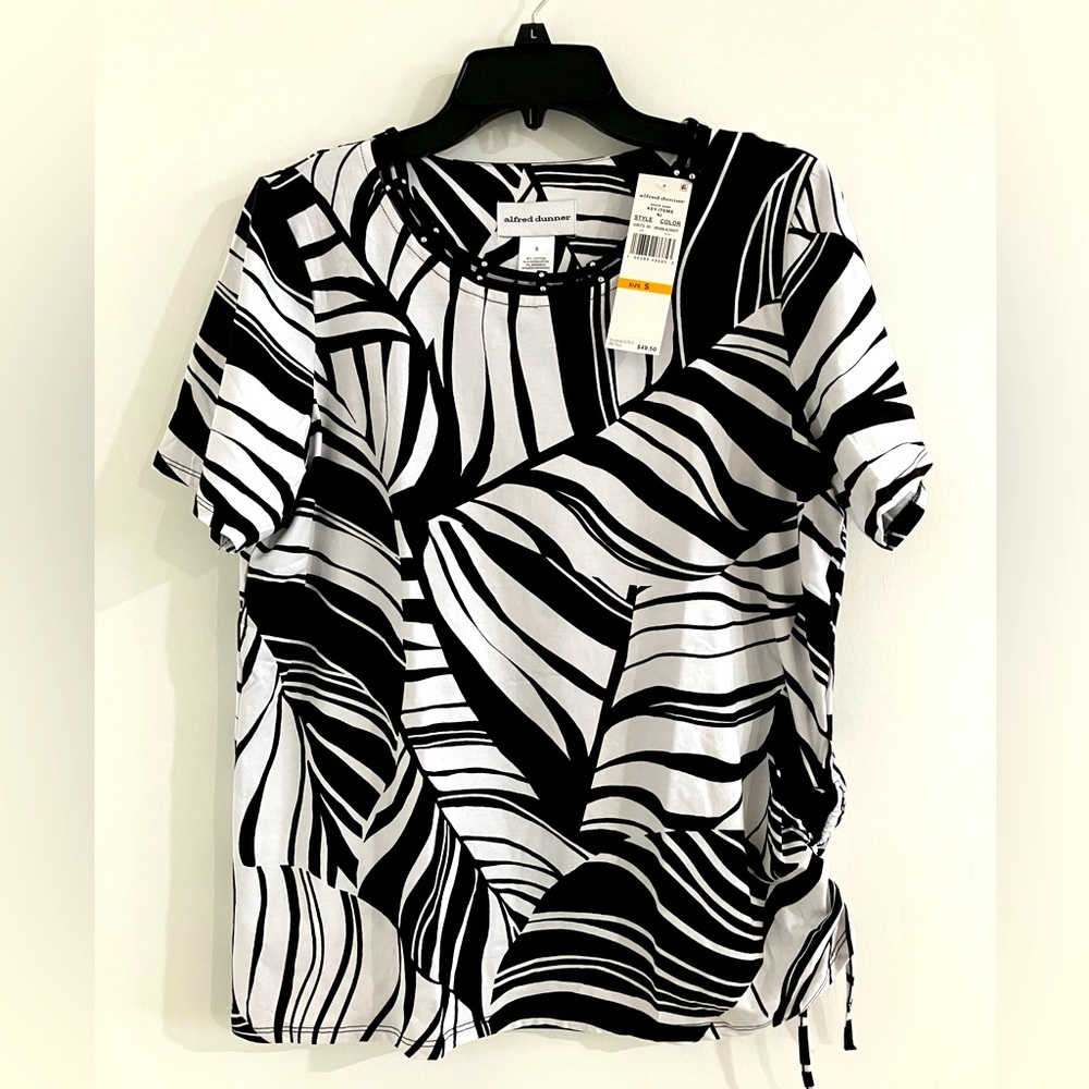Alfred Dunner top, S, blk/wht